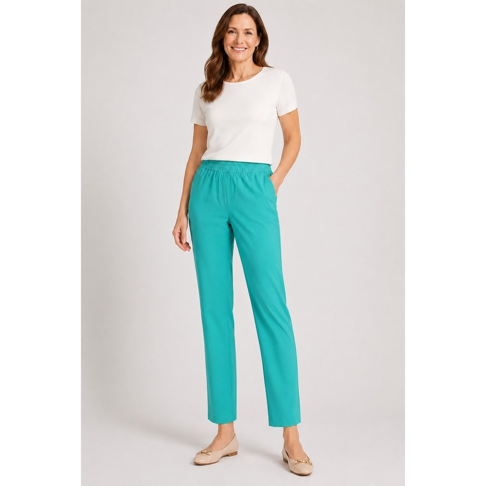 Ming Wang Women's Knit Pull-On Ankle Pants Green Size Small Preppy Travel